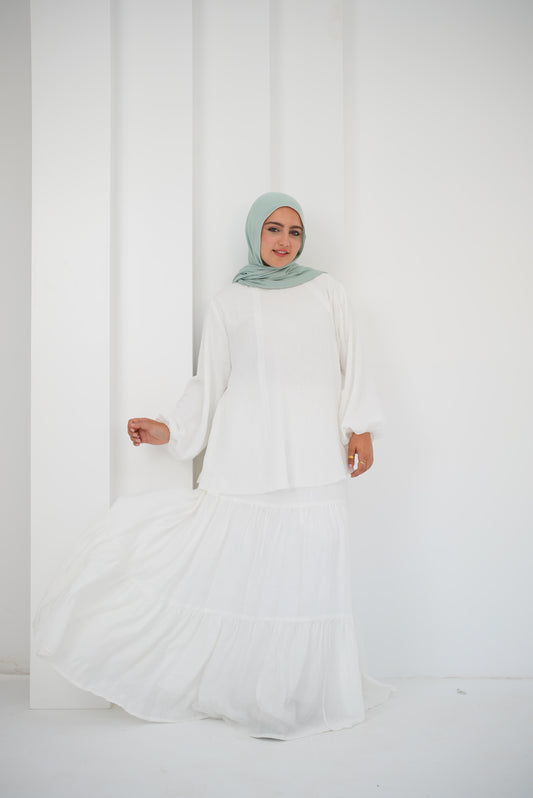 Galaxy lined Skirt / White