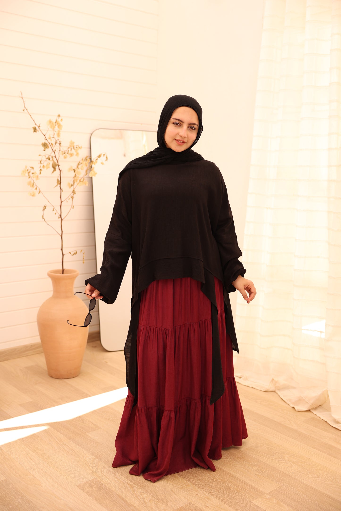 Galaxy lined Skirt / Burgundy
