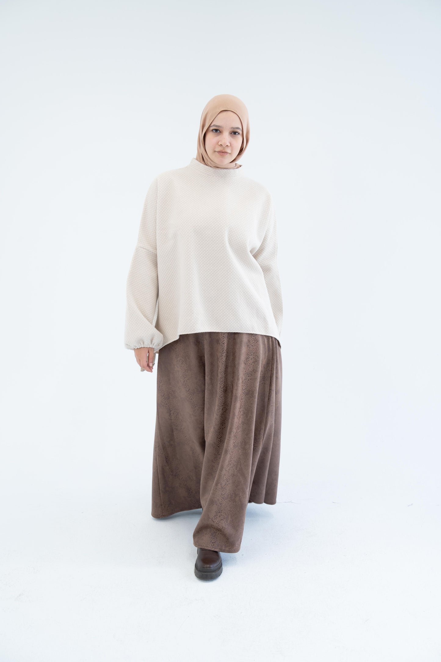 Suede Leather Skirt / Brown