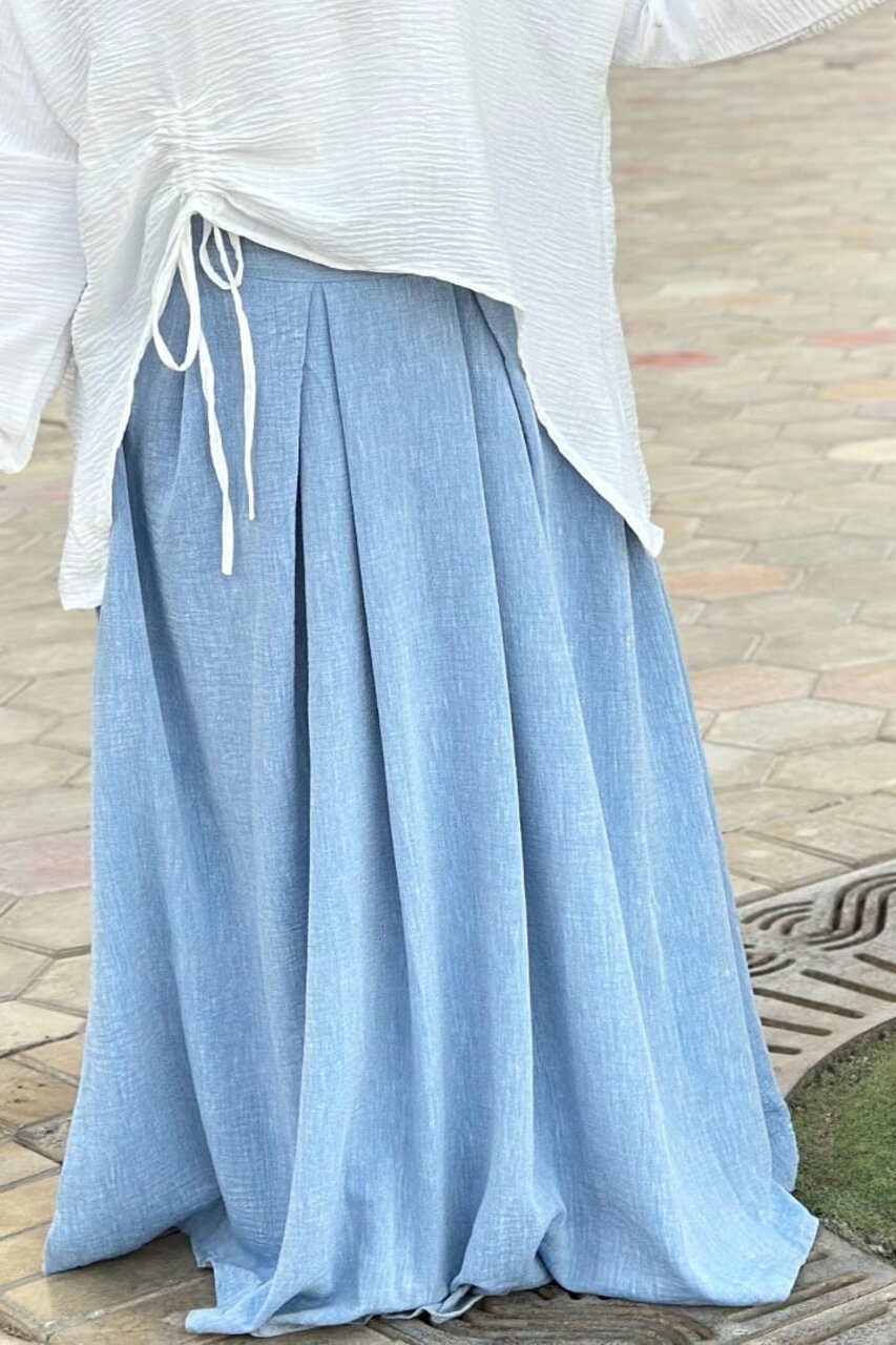 Pleated Linen Skirt