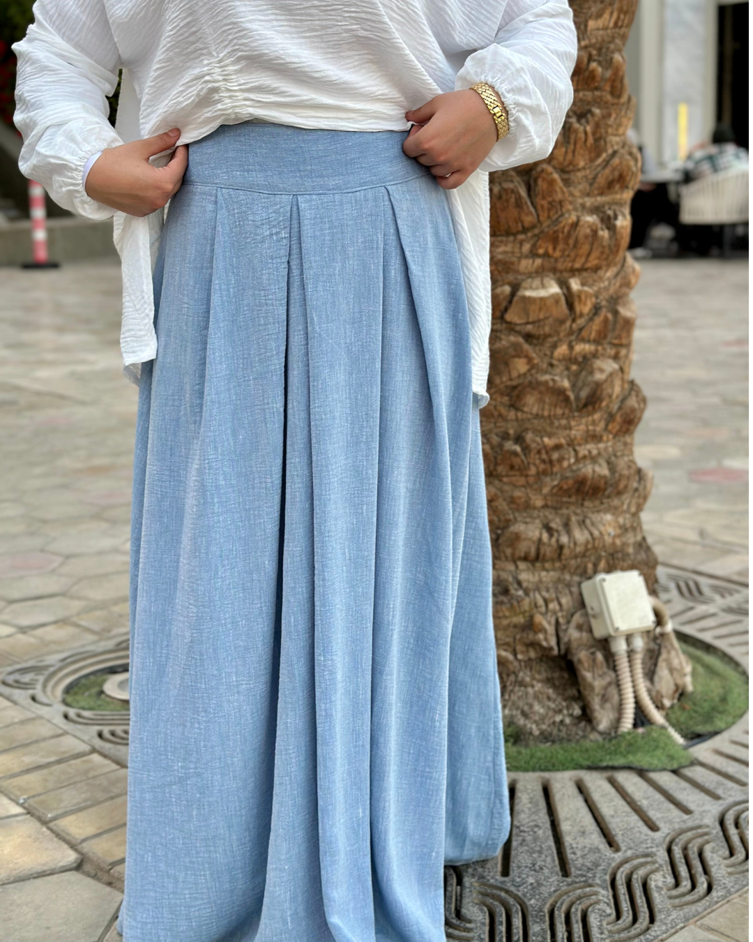 Pleated Linen Skirt