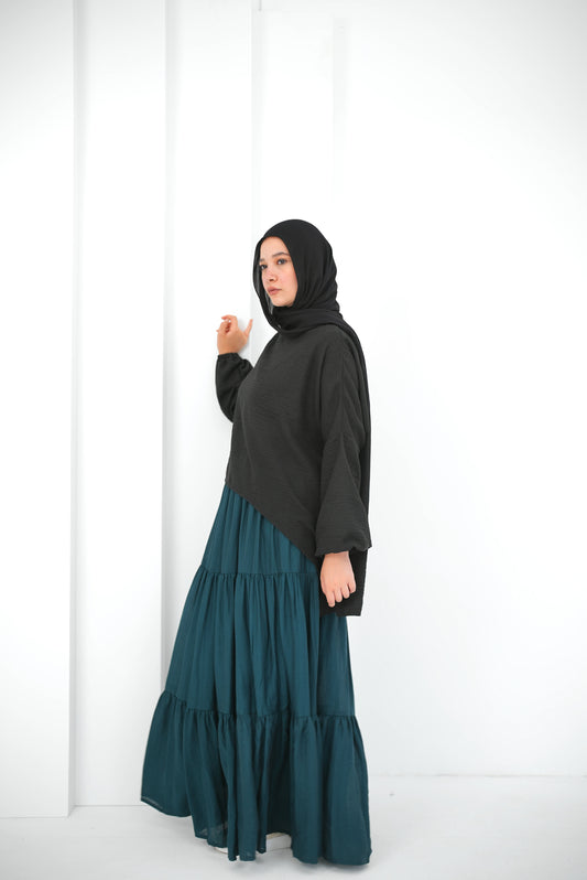 Galaxy lined Skirt / Teal Green